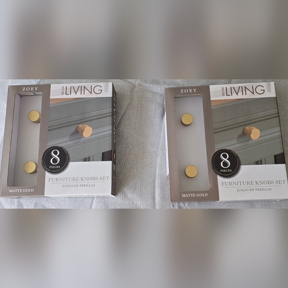 Zoey Matte Gold Knobs 2 Sets 16 Total